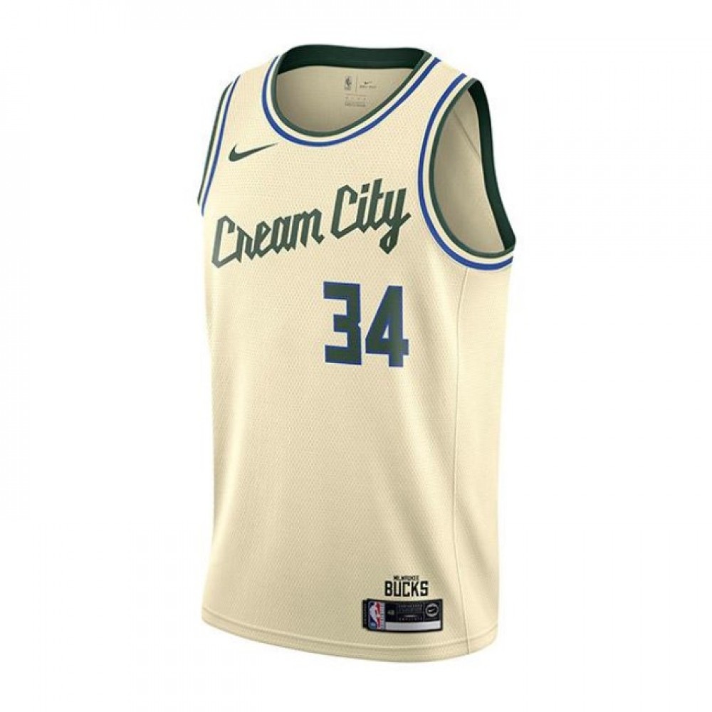 Men's Milwaukee Bucks Giannis Antetokounmpo #34 Cream City Swingman Jersey - City Edition-Pro Kit Vault | Brand New 26/27 Sports Jerseys